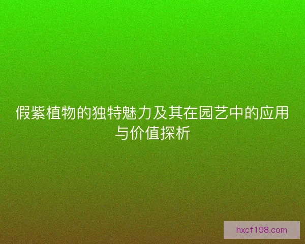 假紫植物的独特魅力及其在园艺中的应用与价值探析