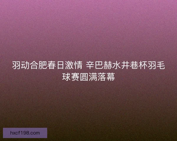 羽动合肥春日激情 辛巴赫水井巷杯羽毛球赛圆满落幕